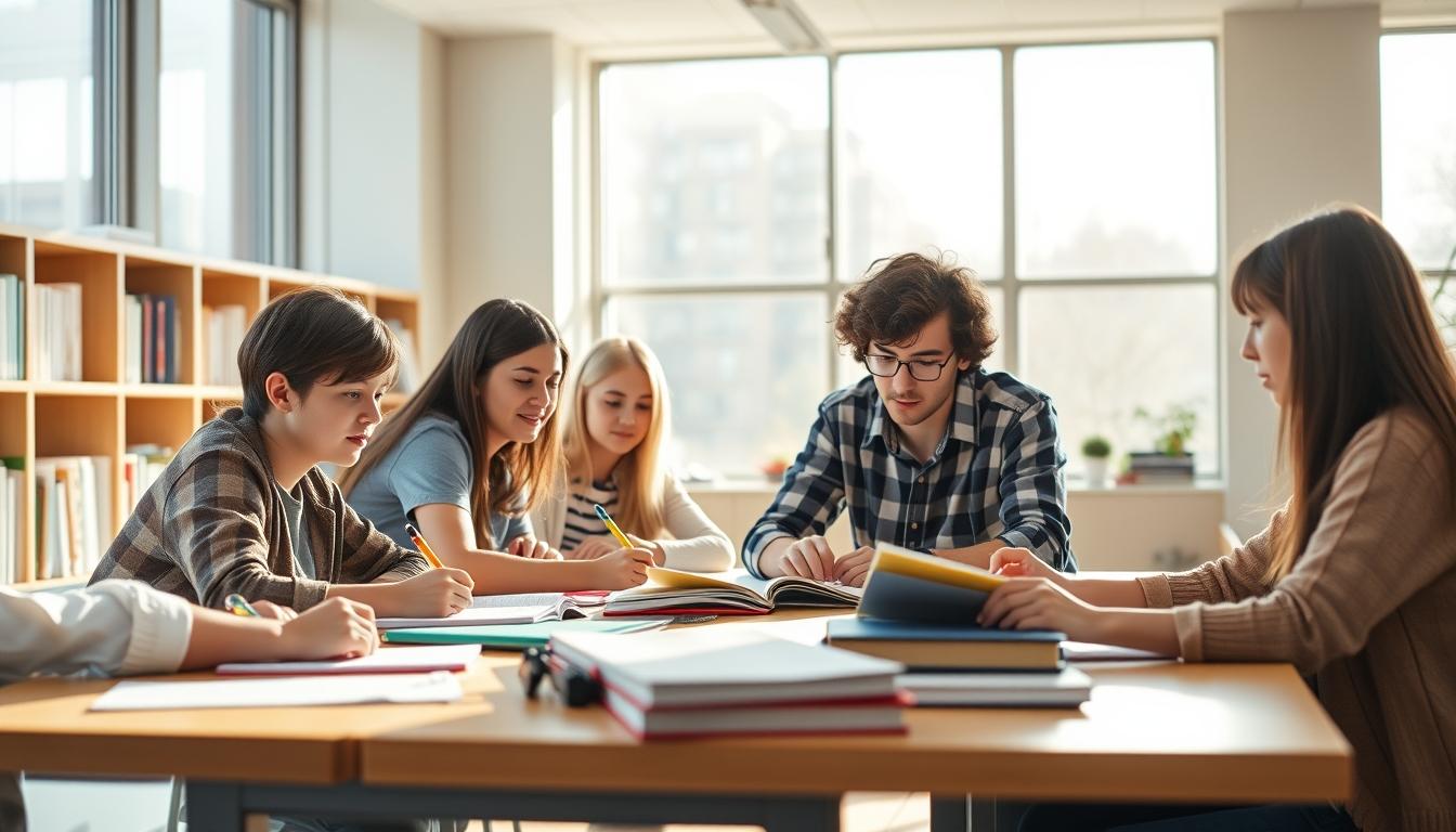 Student preparing for exams with study materials